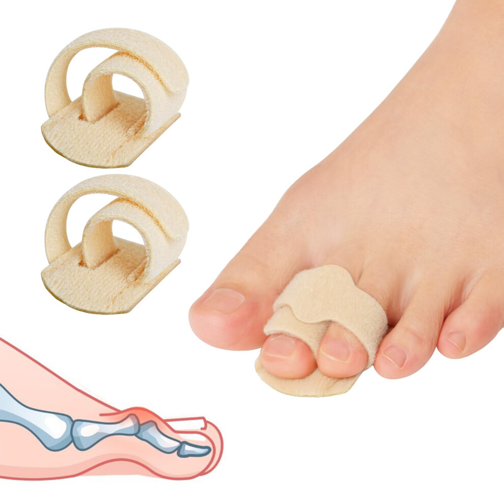 Hammer Toe Corrector and Toe Straightener with Aluminum Brace, Adjustable Straps, 2pcs Beige