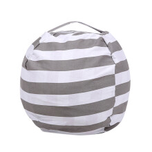 Grey Plush Toy Storage Bag and Kids Sofa Cushion with Handle
