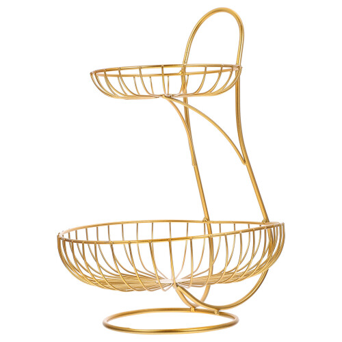 1Pc Double-Layer Iron Art Fruit Plate Home Light Luxury Basket 2