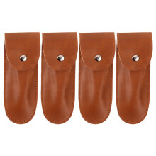 4Pcs Brown PU Leather Harmonica Bags Small Portable Storage Protectors
