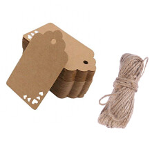 100Pcs Khaki Kraft Paper Cloth Tags with Hole for Craft Gifts Display