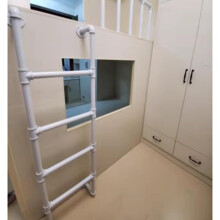 Basement Window Well Egress Ladder, Durable Wrought Iron Attic Wall Escape Ladder with Screws, White120