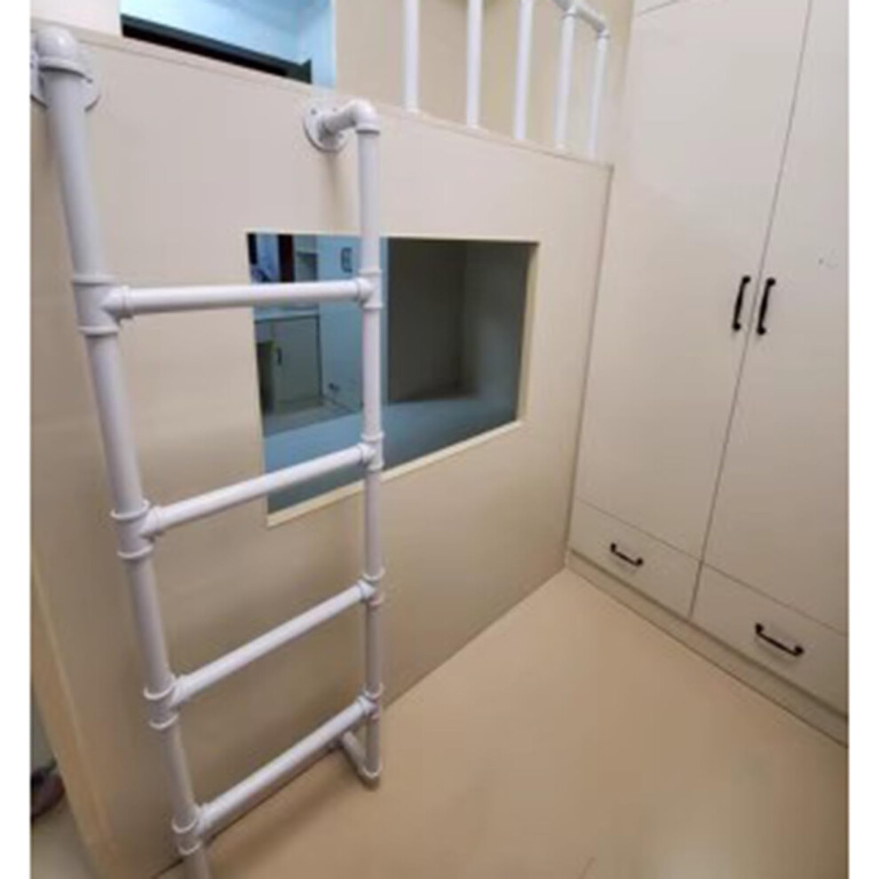 Basement Window Well Egress Ladder, Durable Wrought Iron Attic Wall Escape Ladder With Screws, White120 9070919696442