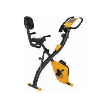 2-in-1 Folding Exercise Bike with 8-Level Magnetic Resistance, Arm Resistance Band, Pulse Sensor, Yellow
