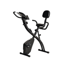 2-in-1 Folding Exercise Bike with 8-Level Magnetic Resistance, Arm Resistance Band, Pulse Sensor, Black