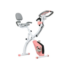 2-in-1 Folding Exercise Bike with 8-Level Magnetic Resistance, Arm Resistance Band, Pulse Sensor, Pink