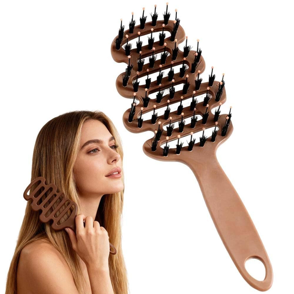 Boar Bristle Hair Brush for Fine Hair, Adds Volume and Shine, Smooths Flyaways, 1PC with Case