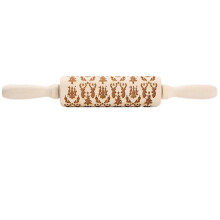 Embossing Wooden Rolling Pin with Intricate Pattern for Cookies Fondant Pastry and Craft Use