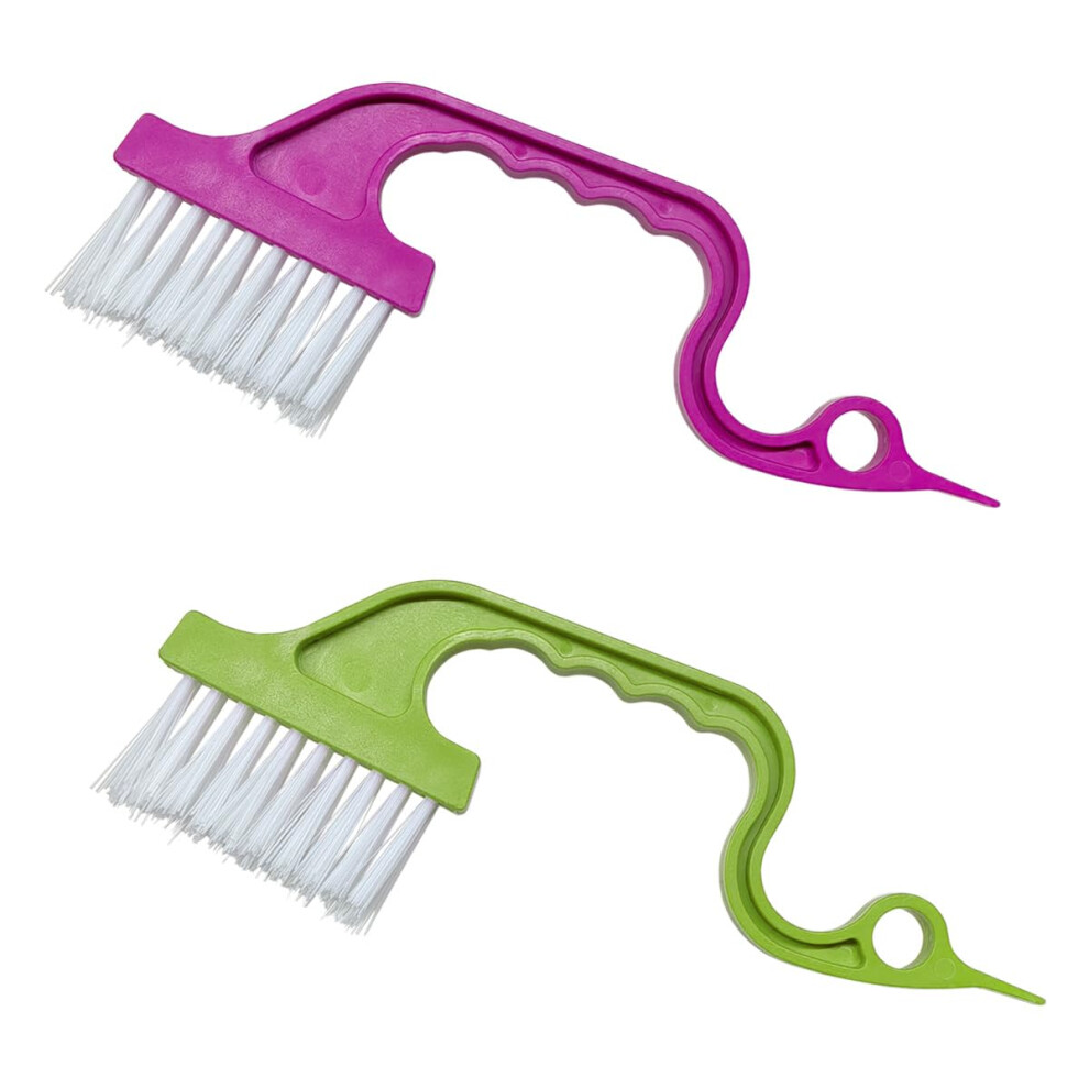 2Pcs Car Cleaning Brush With Ergonomic Grip, Hard Bristle Window Track Cleaner And Scraper Tip 9070919696831