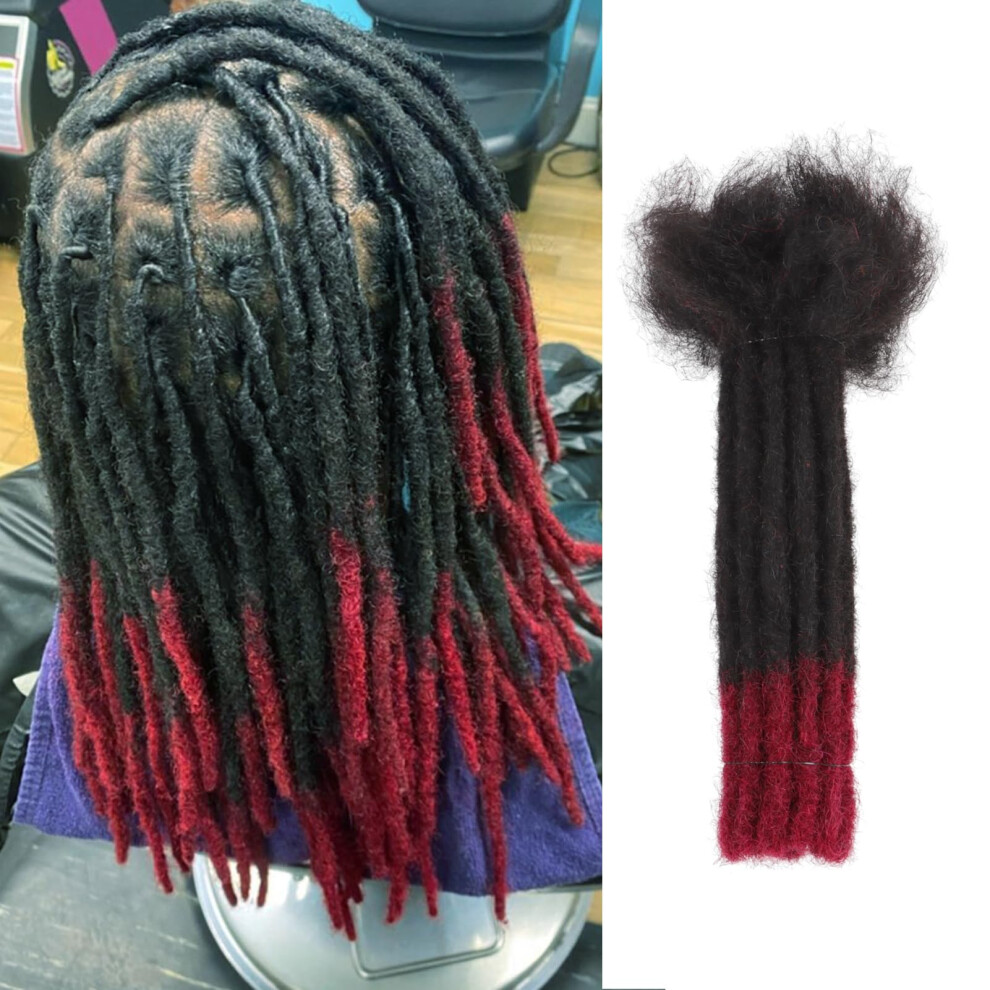 Unisex Ombre Human Hair Dreadlock Extensions 8 Inch 0.6Cm Thick 60 Strands 1B Bug Loc Extensions