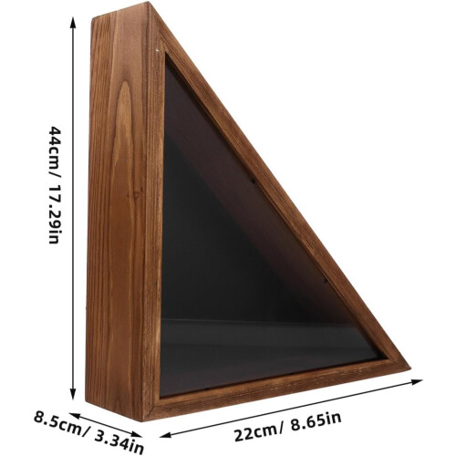 Flag Display Case Rustic Solid Wood Triangular Box with Protective Glass for Burial and Memorial 1
