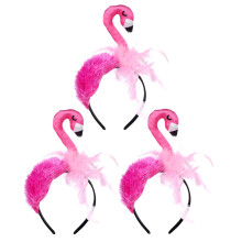 6Pcs Rosy Plush Flamingo Headbands Lightweight Kids Party Hair Hoops