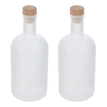 2Pcs Frosted Glass Wine Bottles White Refillable DIY Airtight Storage
