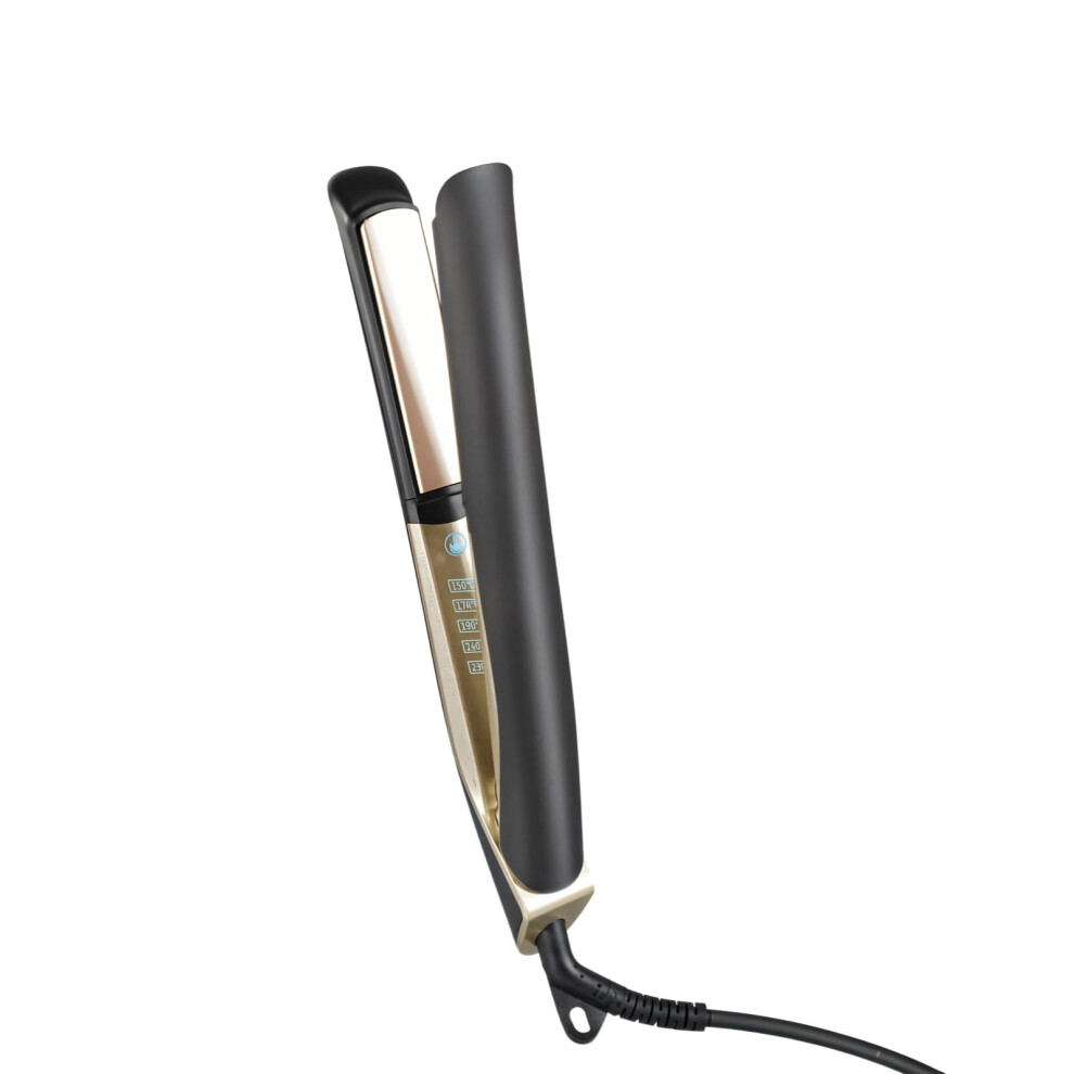 Black 2 In 1 Ceramic Hair Straightener And Curling Iron With Fast Heat And Smart Temp Control,