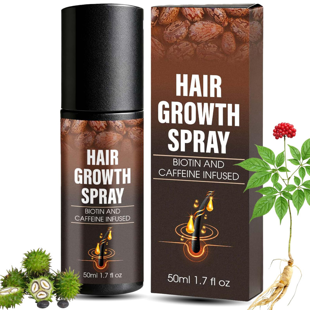 Hair Growth Spray with Biotin and Caffeine for Thicker Fuller Hair, LeaveIn 50ml Treatment