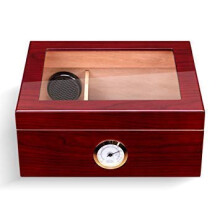 Large Capacity Spanish Cedar Cigar Humidor Box with Hygrometer Humidifier Glass 120 Count