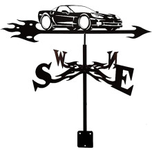 Weathervane with Car Silhouette Roof Mount, Metal Garden Wind Vane Decoration for Yard