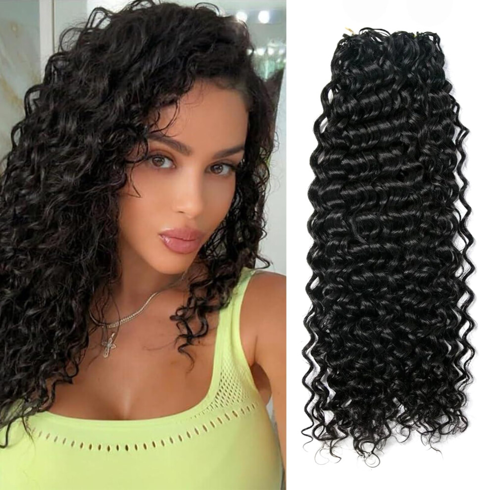 18 Inch Water Wave Human Hair Crochet Braids, PreSeparated Reusable Extensions Natural Color