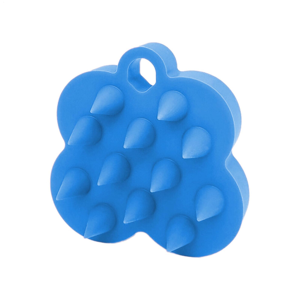 Blue Scalp Massager Brush With Soft Silicone Bristles For Gentle Lather, Ergonomic Shower Scrubber