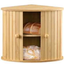 Large Bamboo Bread Box with Sliding Door Keeps Bread Fresh Farmhouse Countertop Storage Bin Natural