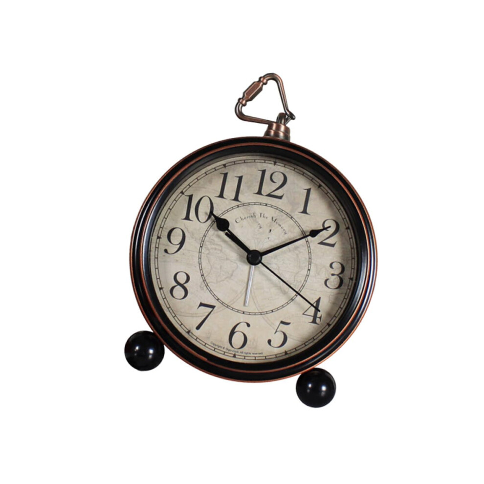 Retro Alarm Clock Silent NonTicking Vintage Metal Desk and Bedside Table Clock with Ring Bell