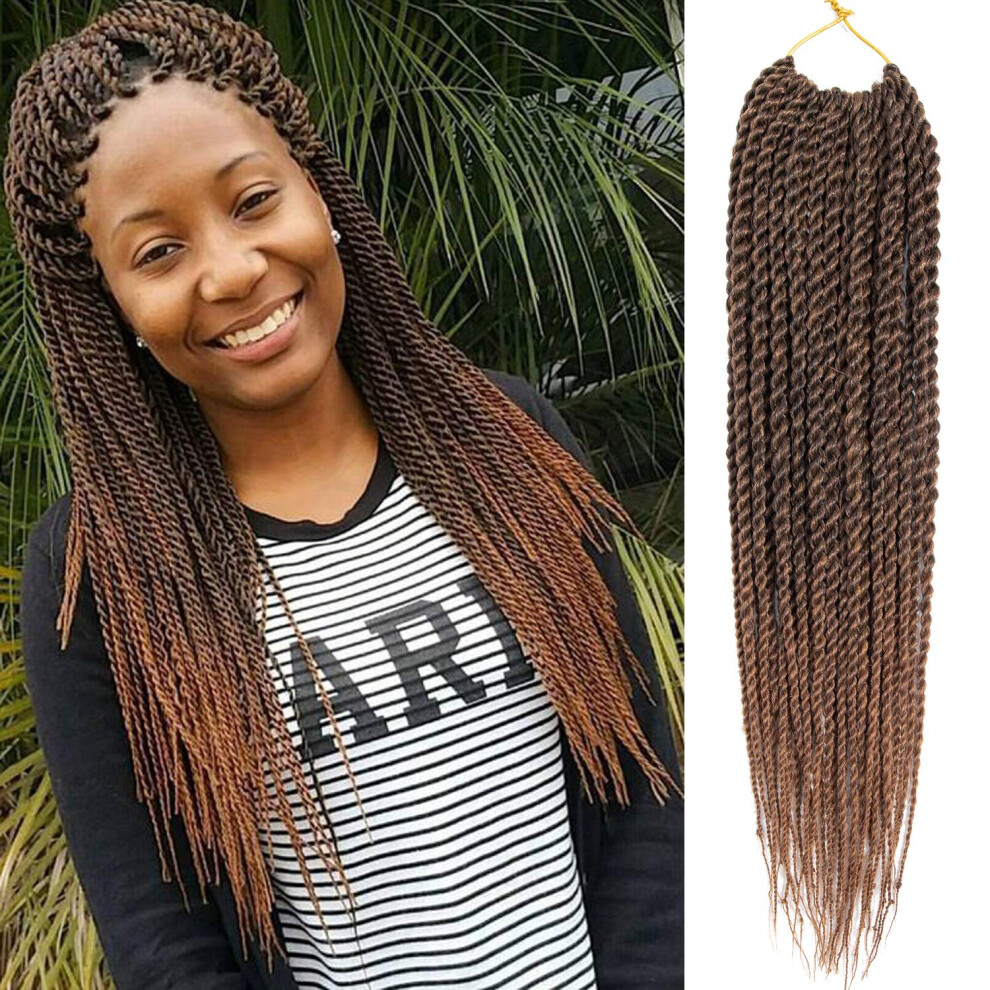Unisex 18 Inch Senegalese Twist Crochet Hair Extensions 6 Packs Havana Twist Braids Synthetic 1B30