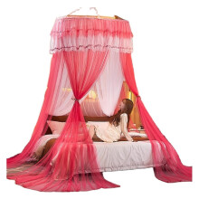 Watermelon Red Princess Dome Mosquito Net Bed Canopy Tent, 360 Insect Protection, Double Bed