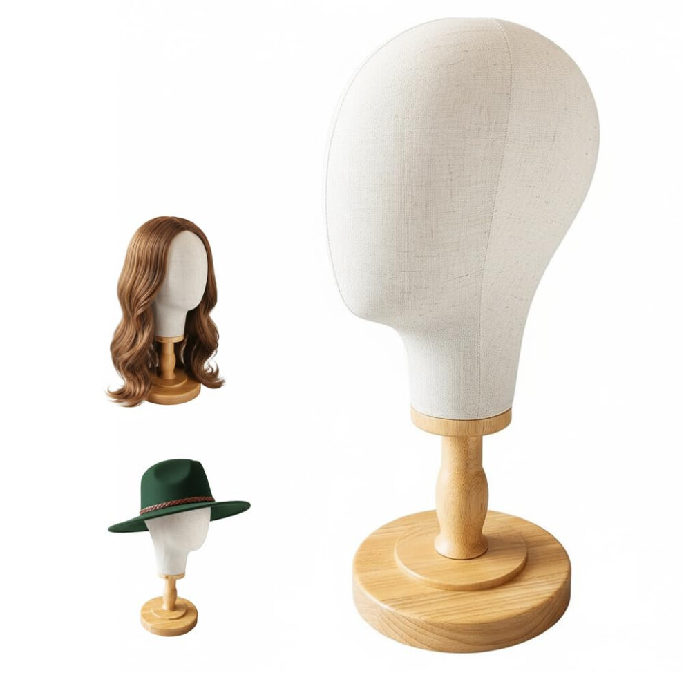 Wig Stand Mannequin Head with Adjustable Design and Wooden Base for Wigs Hats and Display Use