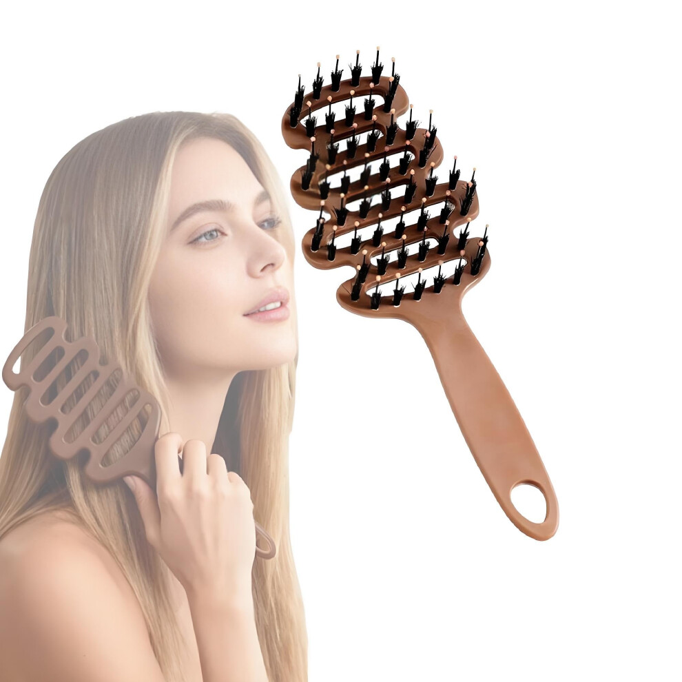 Boar Bristle Hair Brush for Volume and Shine, Instant Root Lift, Frizz Smoothing for All Hair Types