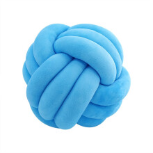 Knot Pillow Round 10.6in Soft Velvet Braided Cushion for Couch and Bedroom Home Decor Blue