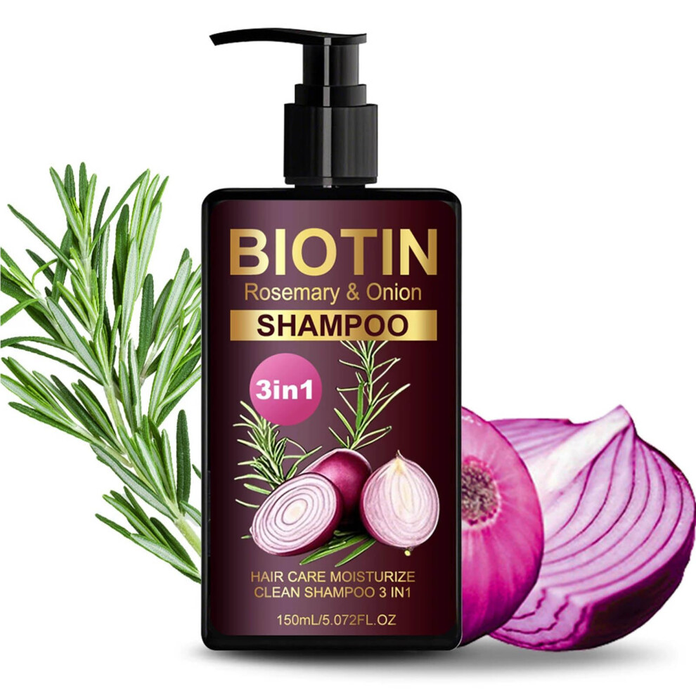 Onion and Rosemary Hair Growth Shampoo with Biotin for Hair Loss, Deep Scalp Cleansing, 5.29 oz
