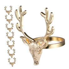 8pcs Christmas Napkin Rings Gold Deer Head Holders for Holiday Dinner Party Table Decoration