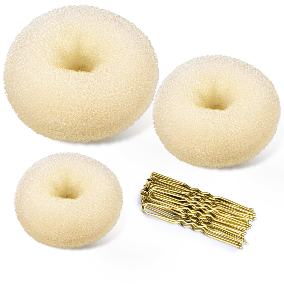 Unisex Hair Bun Maker Set Blonde Donut Style With Multiple Sizes And Ushaped Pins For Ballet Styling