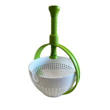 Large Plastic Salad Spinner with Colander for Fast Leaf Drying and Foldable Handle Design
