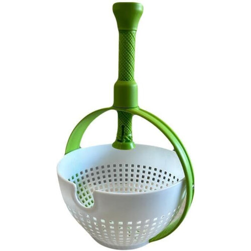 Large Plastic Salad Spinner with Colander for Fast Leaf Drying and Foldable Handle Design 1