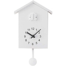 White Cuckoo Wall Clock with Intelligent Time Reporting and Vivid Bird Design for Home