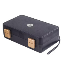Cigar Humidor Box with Hygrometer, Dual Layer Travel Cigar Case, Secure Seal Black