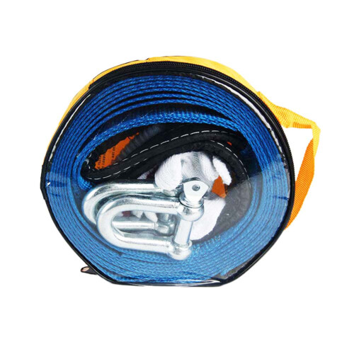 Blue Polyester Car Winch Rope with Hooks for Safe Night Use 1