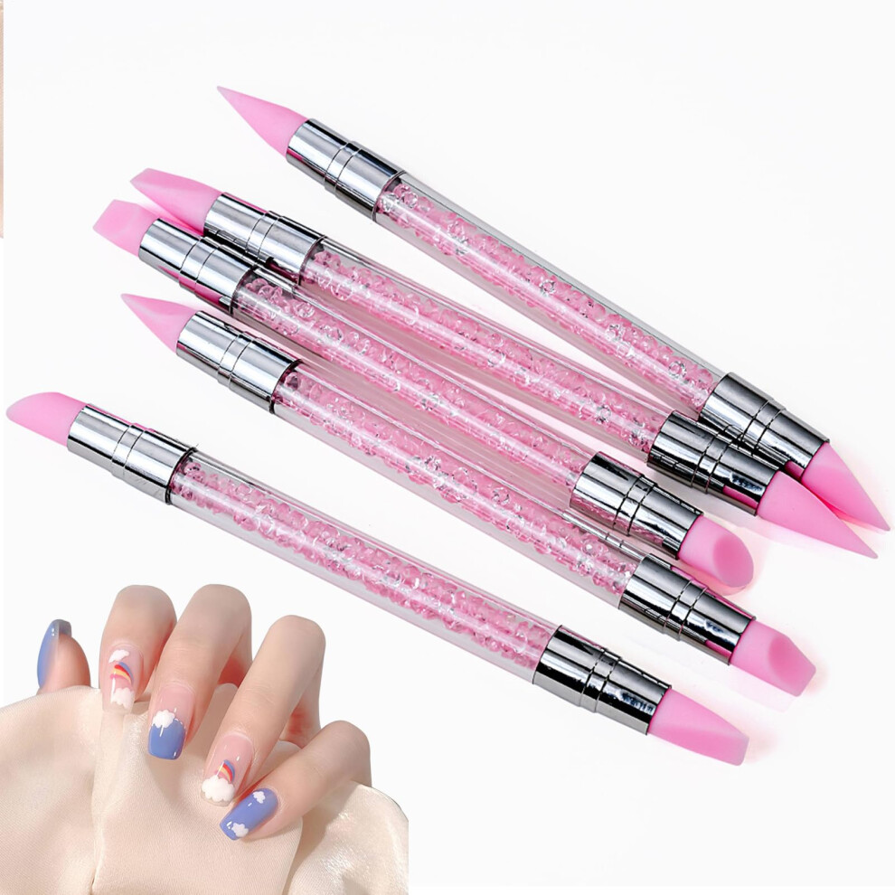 Double Ended Silicone Nail Art Brush with Dual Tips for Gel UV Nails and 3D Sculpting
