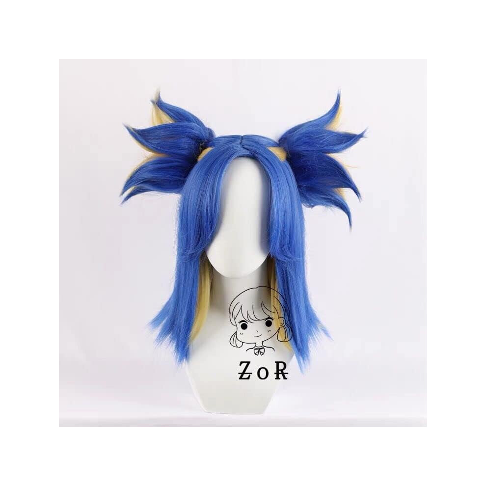 Unisex Neon Synthetic Cosplay Wig With Cap, Heat Resistant Fiber, Adjustable Fit For Conventions