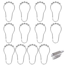 Shower Curtain Hooks 12PCS RustResistant Steel Smooth Glide 5Bead Rings Silver for Bathroom