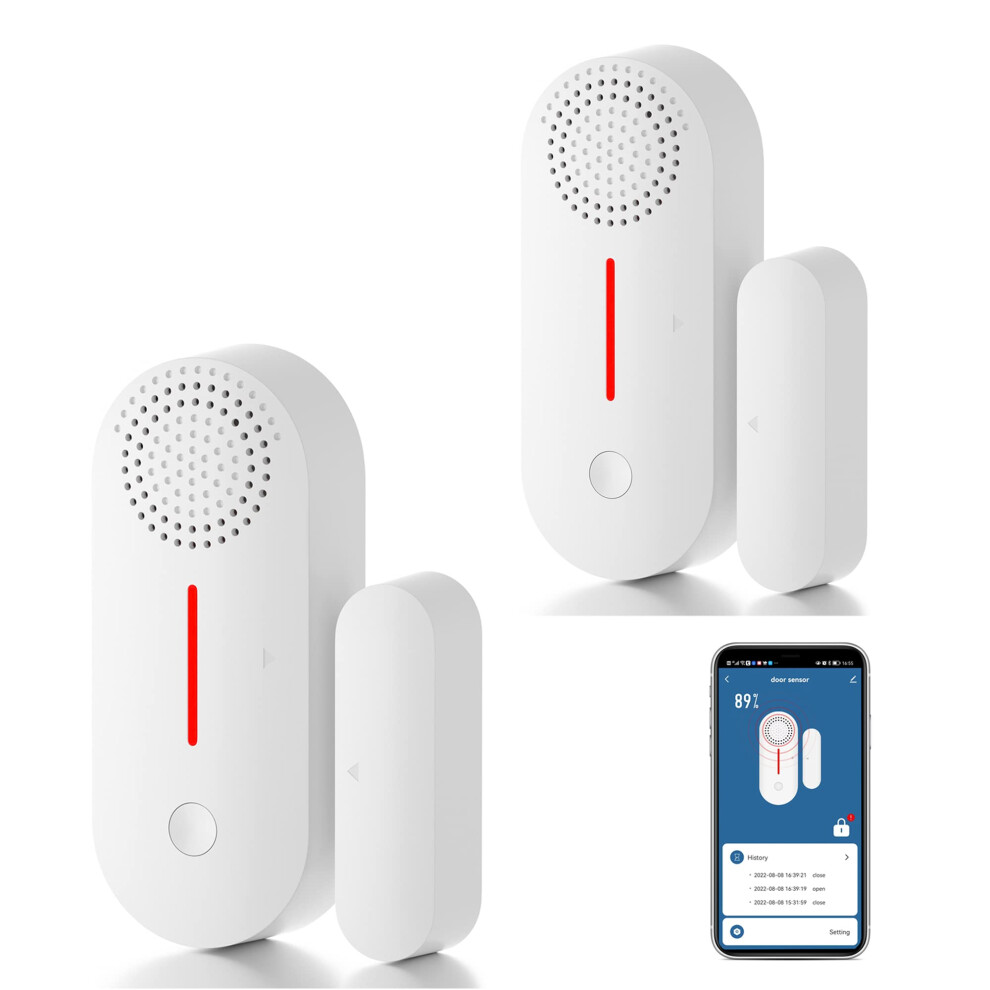 Wifi Door Sensor Alarm 2 Pack, 90Db Smart Door Alert With App Notifications, Works With Alexa And Google Home 9455672639736