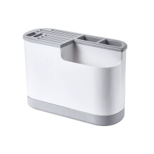 Kitchen Knife Holder with MultiFunctional Storage, Removable Water Tray, Brass Countertop Organizer