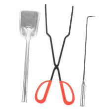 Fireplace Tools Set with Poker Tongs and Ash Shovel, Long Handle for Fire Pit and Outdoor Cooking
