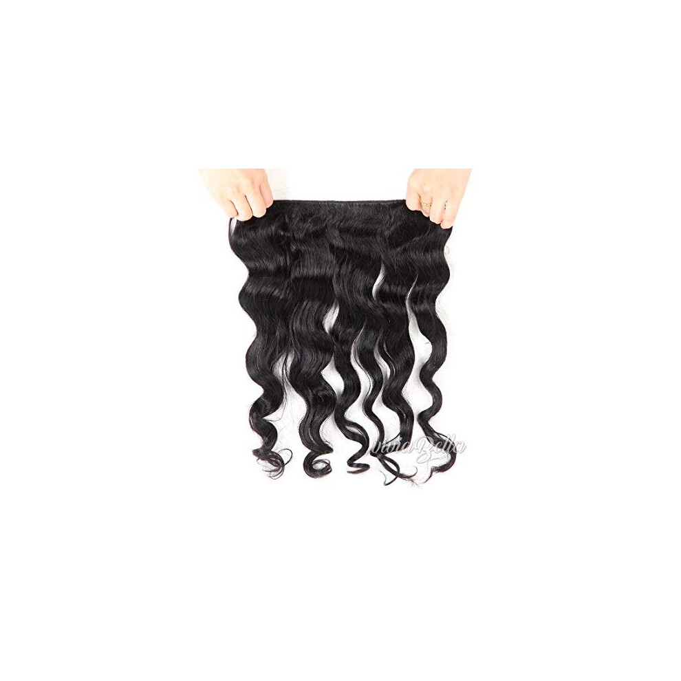 Unisex Black Halo Hair Extensions Brazilian Human Hair 22 Inch Natural Wavy Halo For Instant Volume And Length