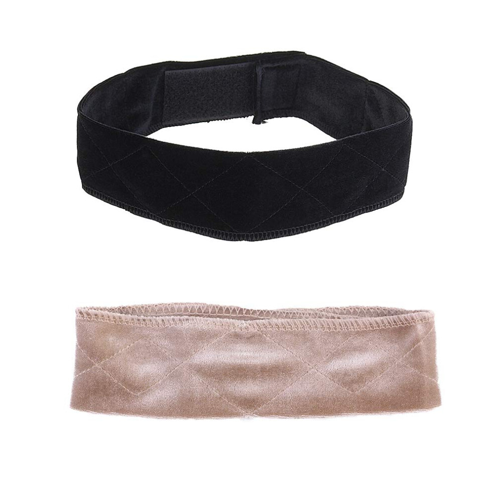 Unisex Black Adjustable Velvet Wig Grip Band Set And Beige Secure Nonslip Headband For Lace Front Wigs