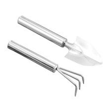 2pcs Stainless Steel Mini Garden Tools Set with Shovel and Rake for Bonsai and Plant Care