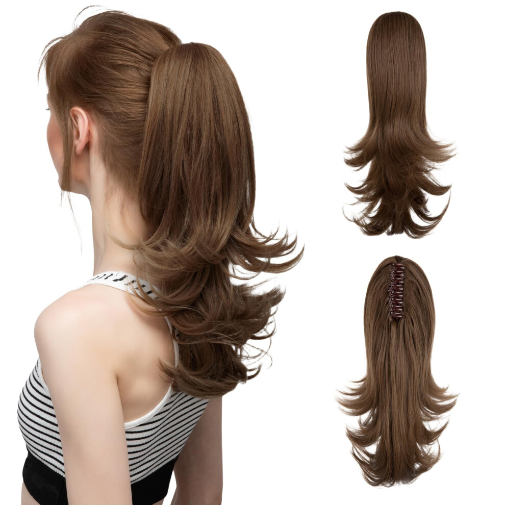 Unisex Ponytail Hair Extension Curly Clip In 12 Inch Synthetic Hairpiece With Secure Claw Clip