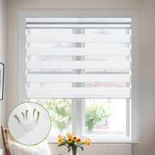 Cordless Zebra Blinds Light Filtering Dual Layer Roller Shades for Windows White Custom Size