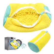 Shoe Laundry Bag XXL Yellow, 2pcs Reusable Chenille with 360 Wraparound Cleaning for Washer and Dryer